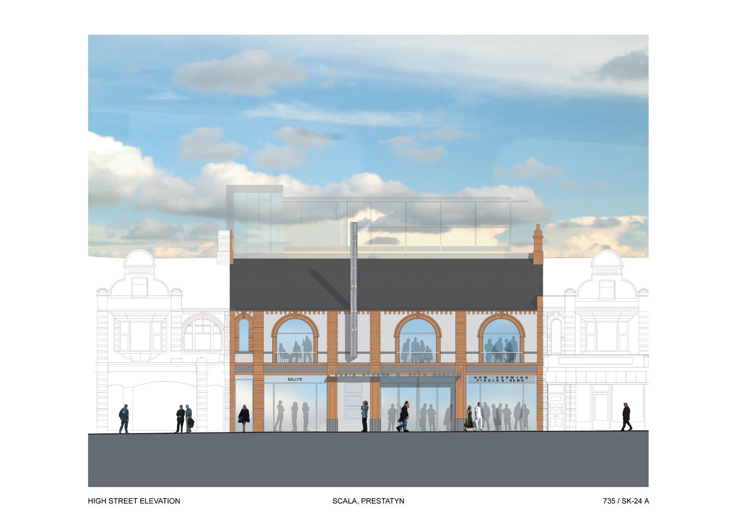 Front elevation image of the proposed new Prestatyn Scala Cinema.